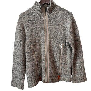 Boren Gray Wool-Blend Zip-Up Cardigan Sweater L